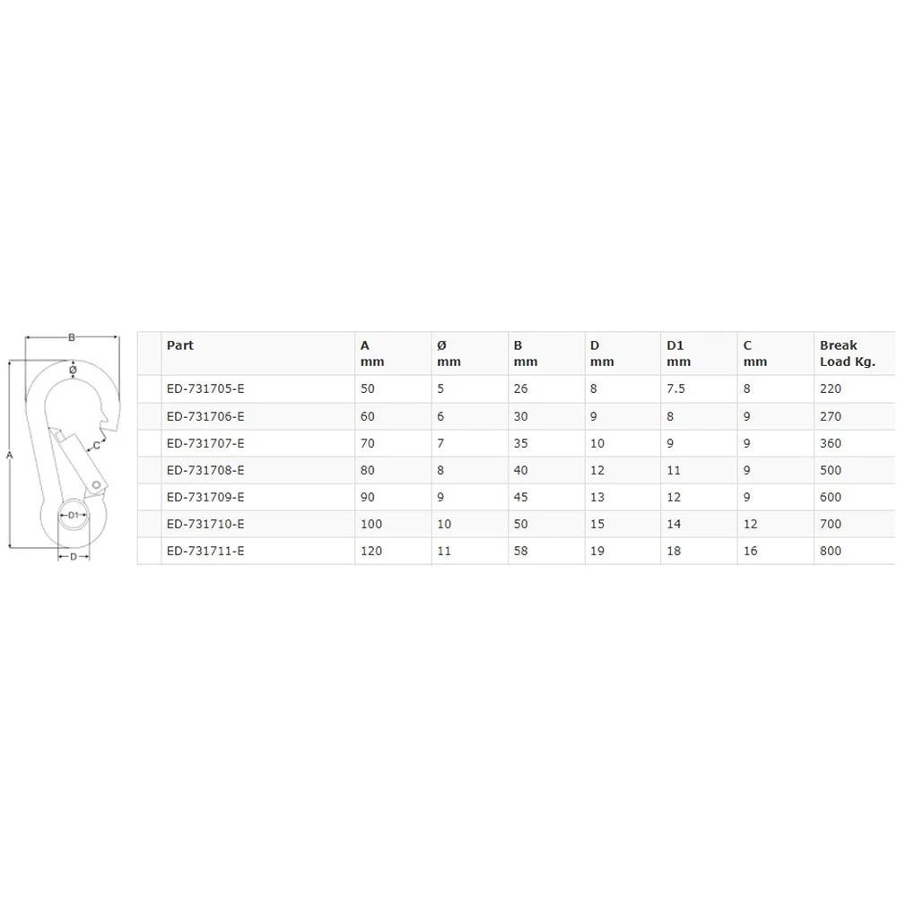 Proboat Carbine Hook With Eye 60mm