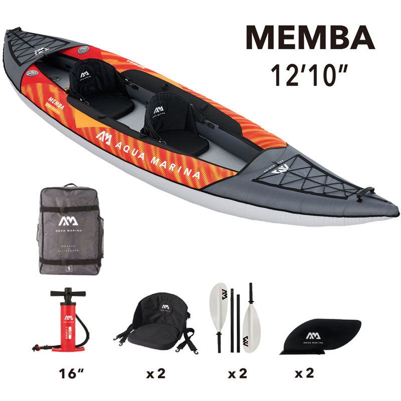 Aqua Marina Memba 390 - 2 Person Drop-Stitch Fusion Inflatable Kayak Package