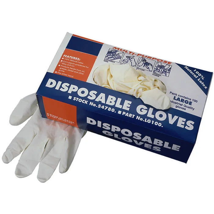 Latex Disposable Protective Gloves (Box of 100)