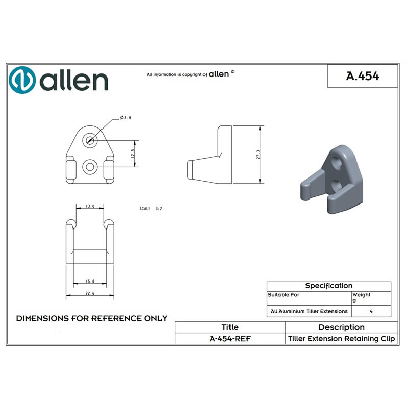 Allen Tiller Extension Retaining Clip