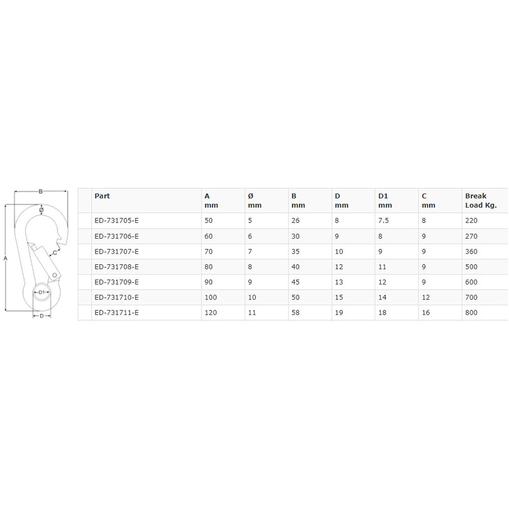 Proboat Carbine Hook With Eye 50mm