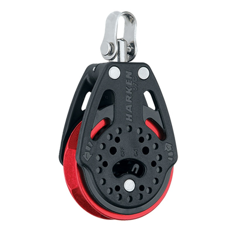 Harken 57mm Carbo Ratchet Single Block with Swivel Head Red Sheave