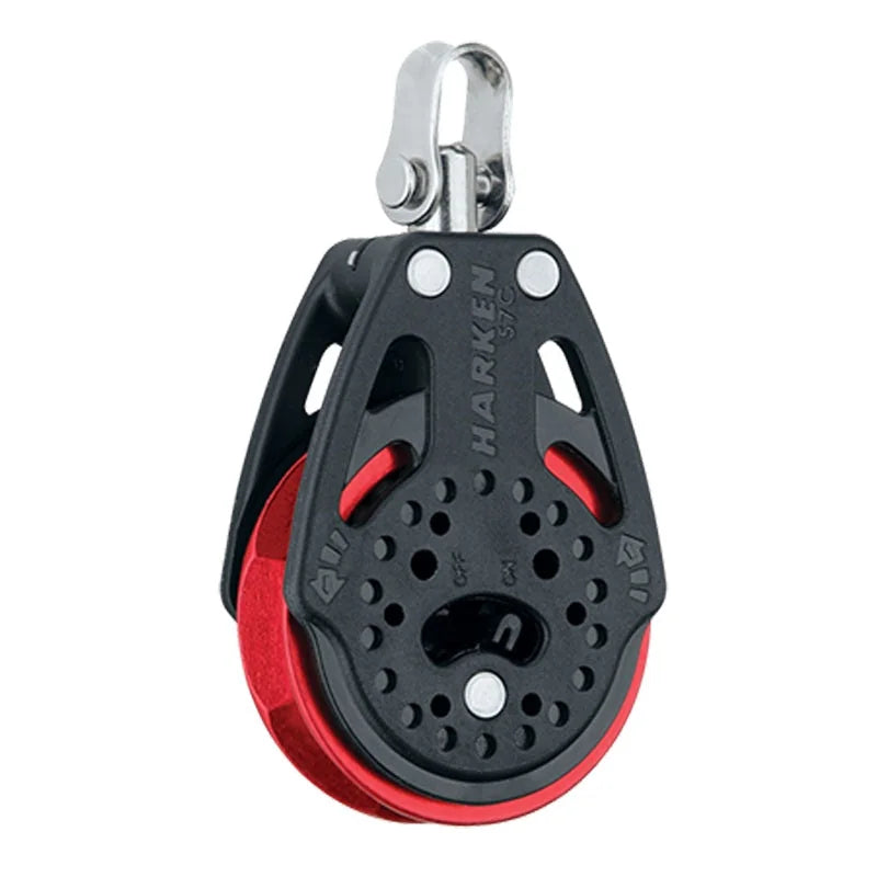 Harken 57mm Carbo Ratchet Single Block with Swivel Head Red Sheave