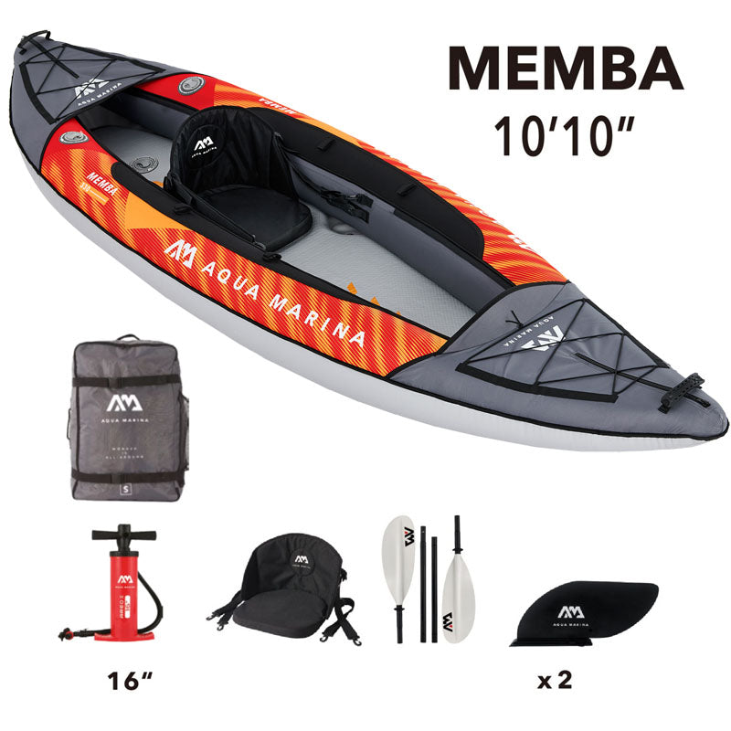 Aqua Marina Memba 330 - 1 Person Drop-Stitch Fusion Inflatable Kayak Package