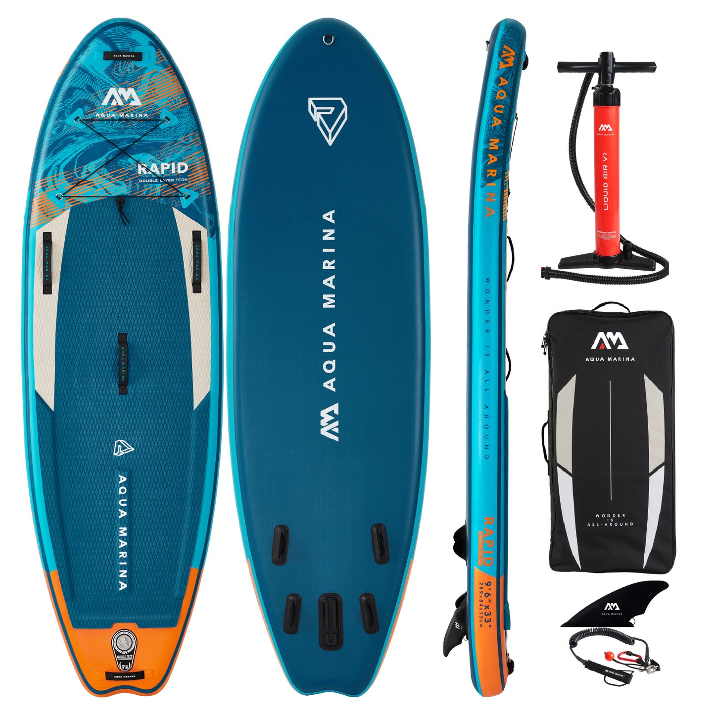 Aqua Marina Rapid 9'6" White Water / River Stand Up Paddle Board Package 2022