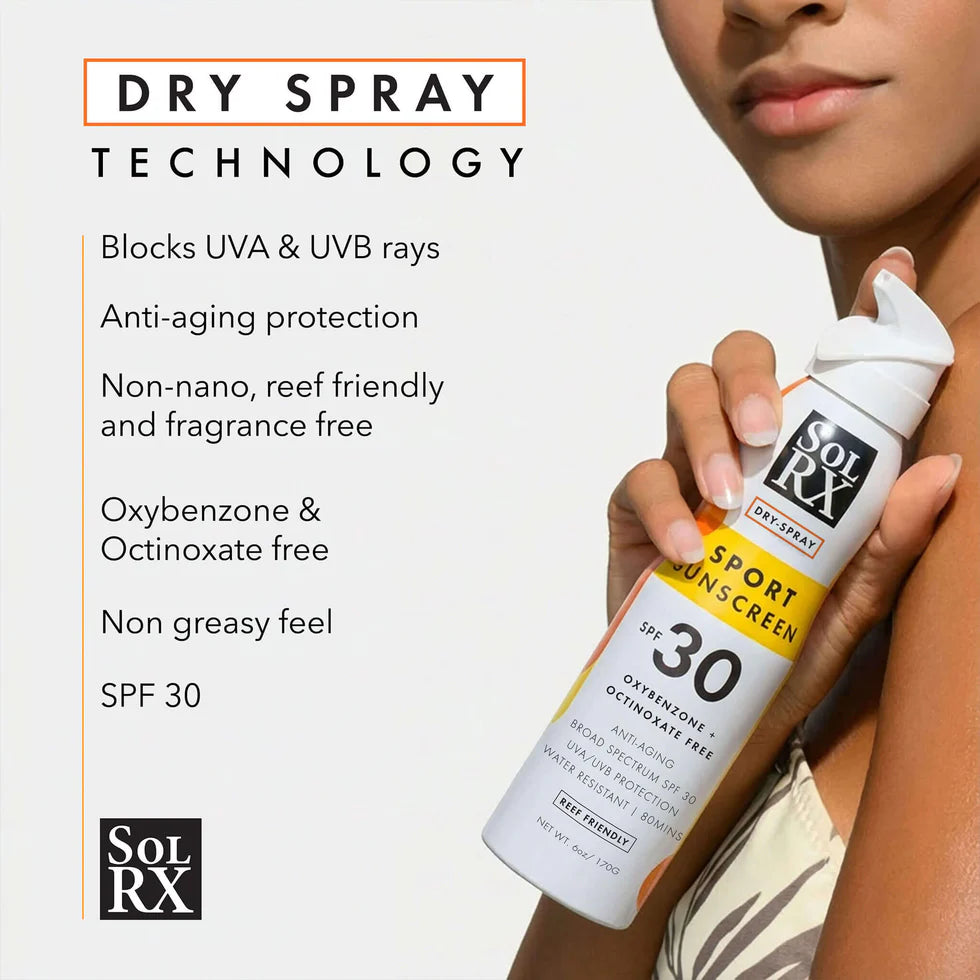 SolRX Sport Spray Sun Cream Sunscreen Water Resistant SPF 30 170ml