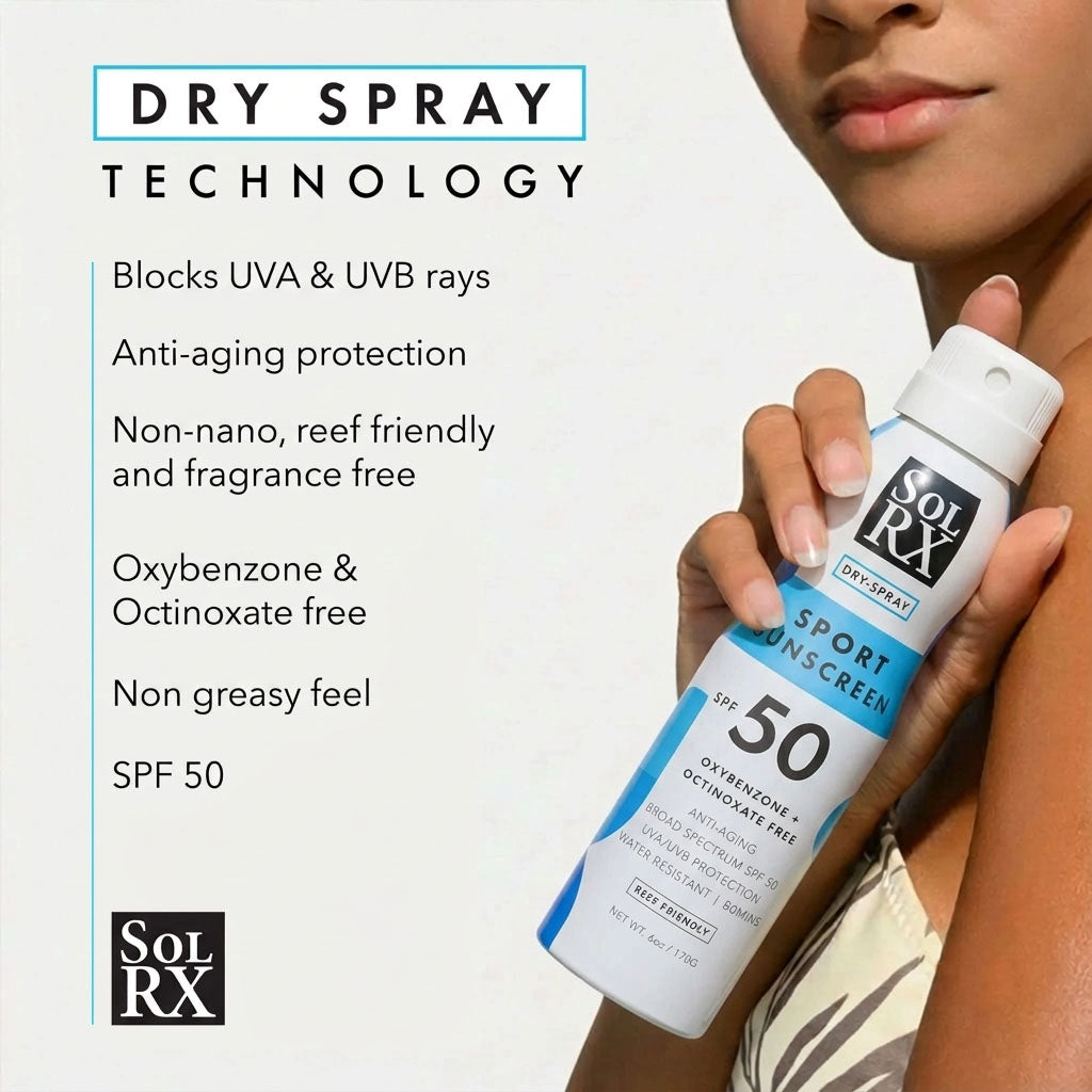 SolRX Sport Spray Sun Cream Sunscreen Water Resistant SPF 50 170ml