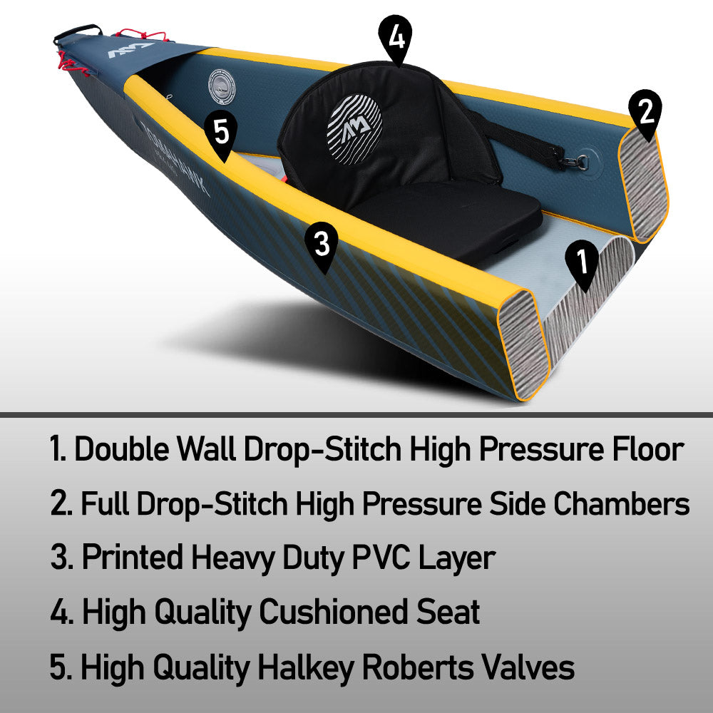 Aqua Marina Tomahawk 440 - 2 Person High Pressure Drop-Stitch Inflatable Kayak