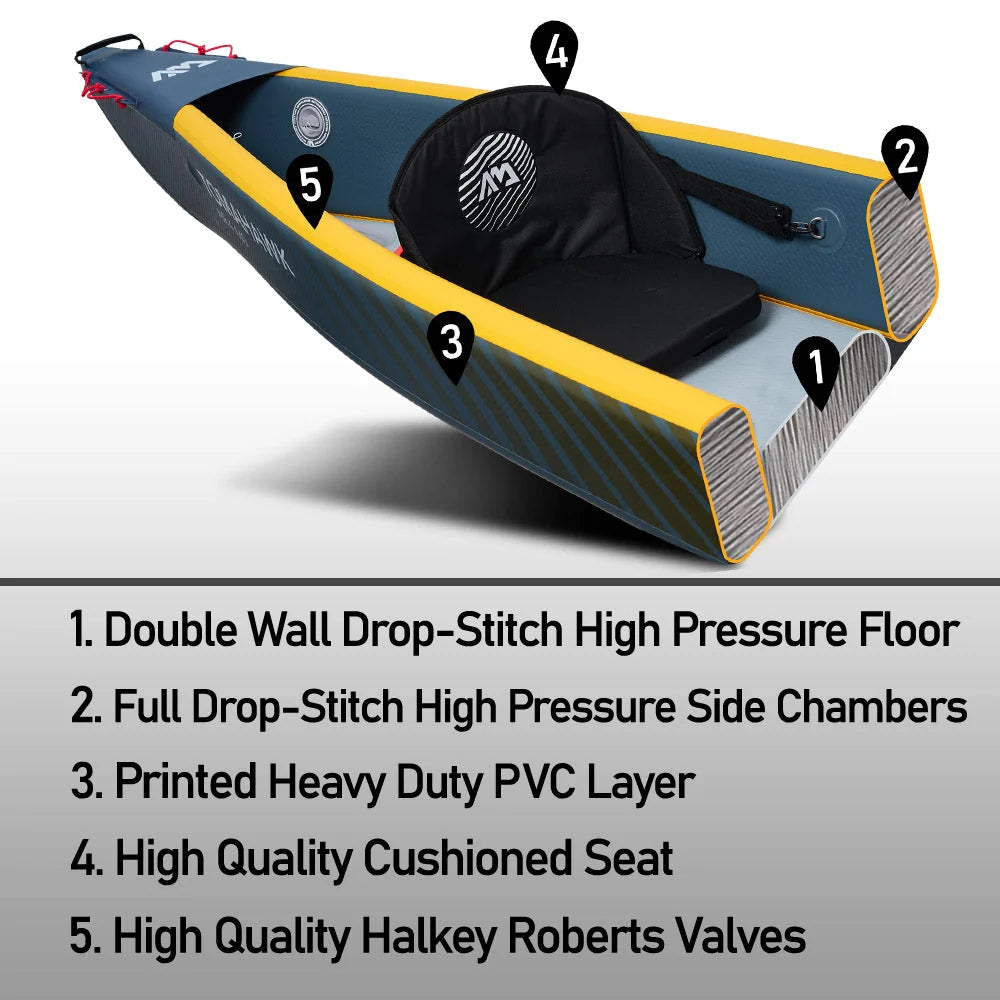 Aqua Marina Tomahawk 440 - 2 Person High Pressure Drop-Stitch Inflatable Kayak